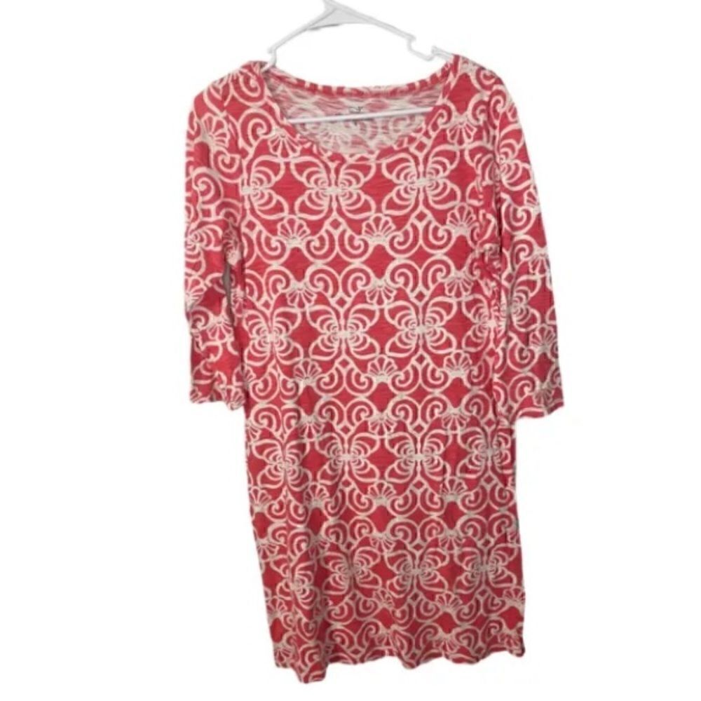 Vineyard Vines Women's S Pink/White Preppy Cotton Tunic Dress